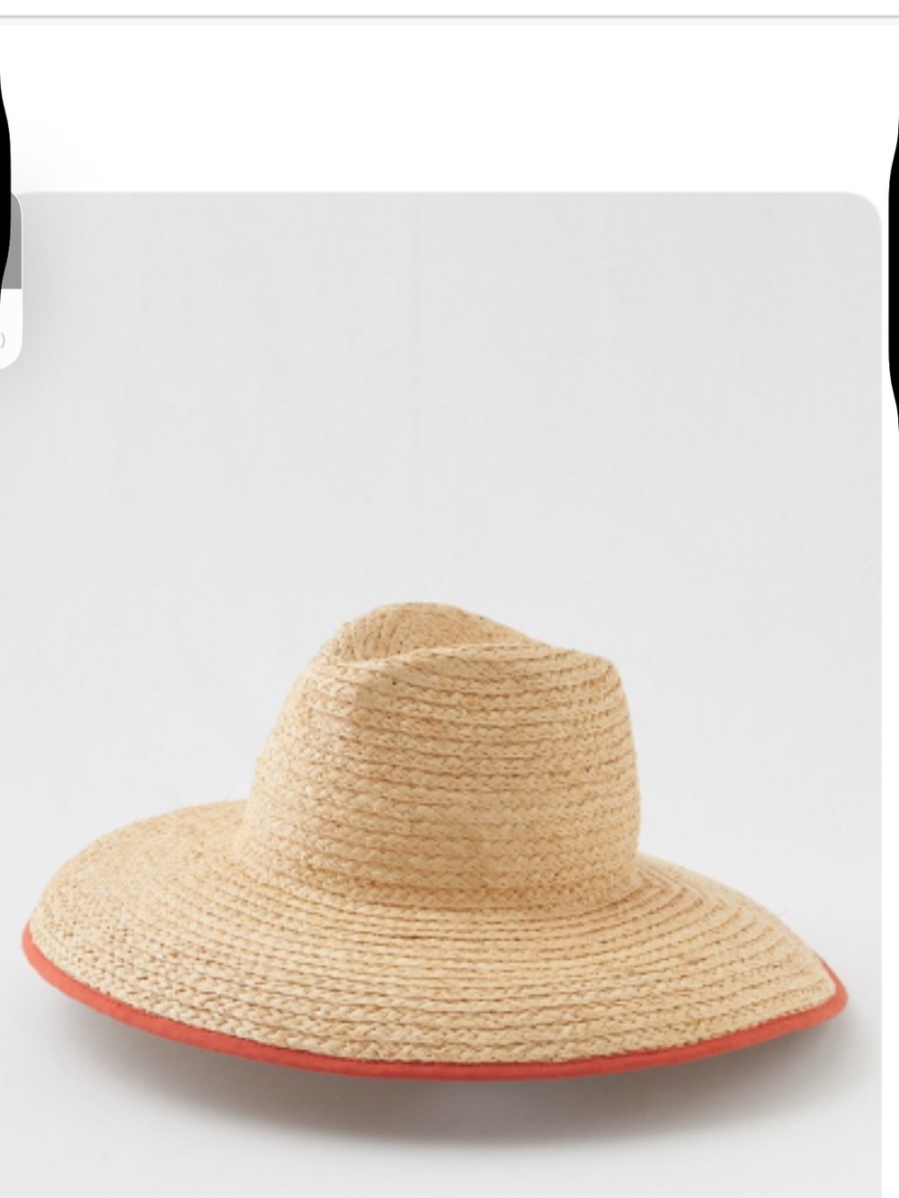 Straw Wide-Brim Sun Hat with Coral Trim